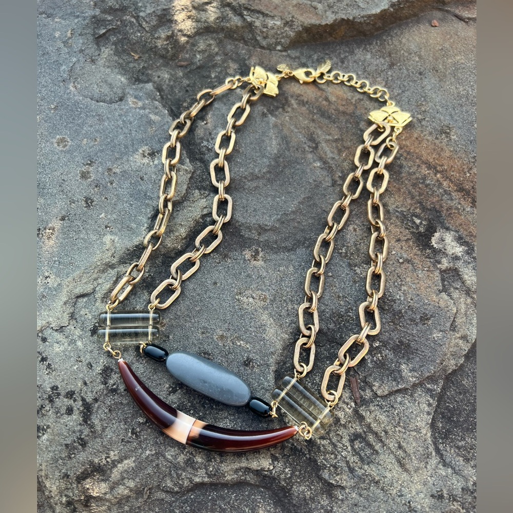 David Aubrey Crescent Pendant Collar Necklace